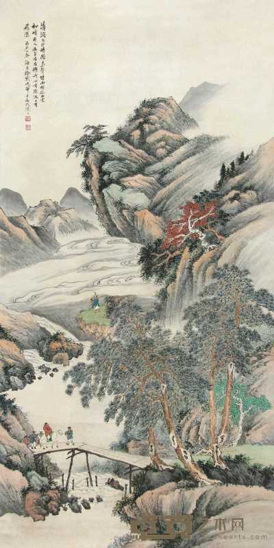 徐曦 己丑（1949年）作 松山白云 立轴 163×82cm